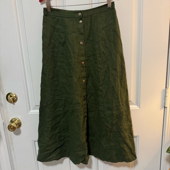 NWOT Linenfox Maricela Linen Skirt & Sadie Linen Top Set Forest Green Sz Medium - Picture 5 of 9